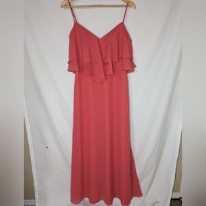 Sorella Vita Tiered Ruffle Chiffon Pink Maxi Dress Size 12 Bridesmaid Dress